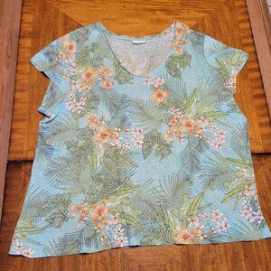J. Jill Blue Floral Print Top
